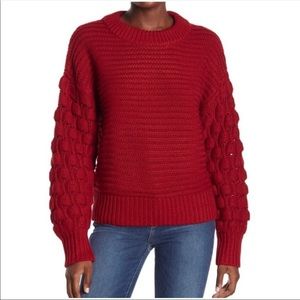 Elodie Bubble Sleeve Red Pullover Sweater Size Medium